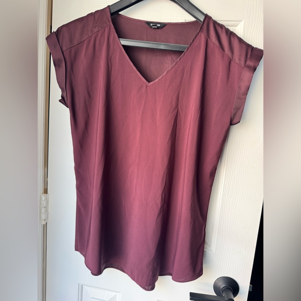 Express Deep Purple V-Neck Blouse